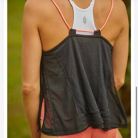 FP Movement by Free People Black Strappy Camisole Neon Orange Corded Straps - Picture 4 of 12